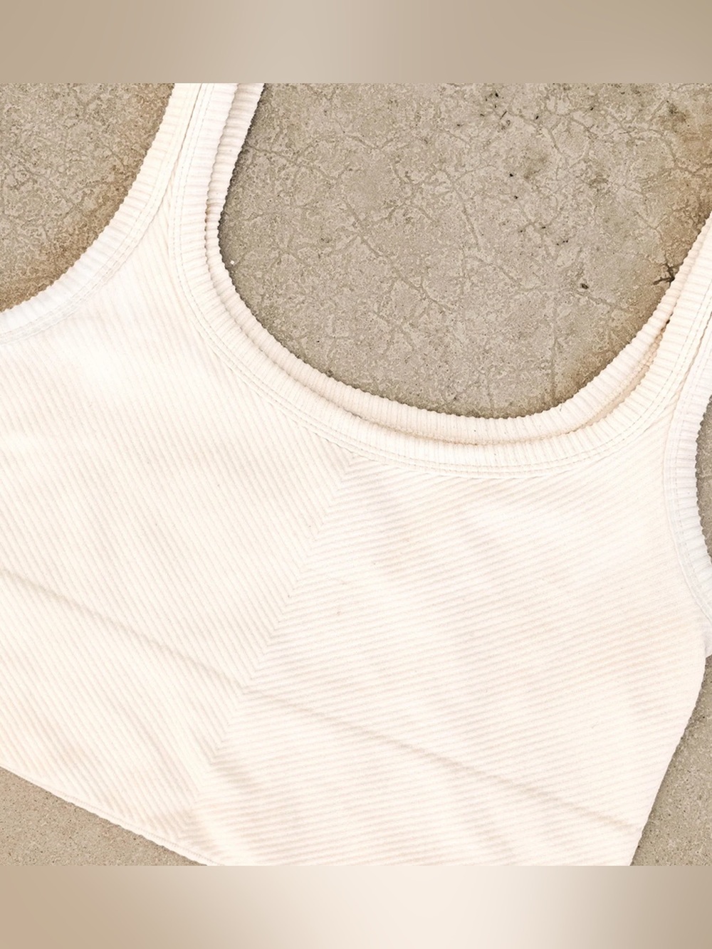 HYFVE Cream Ribbed Scoop Crop Tank